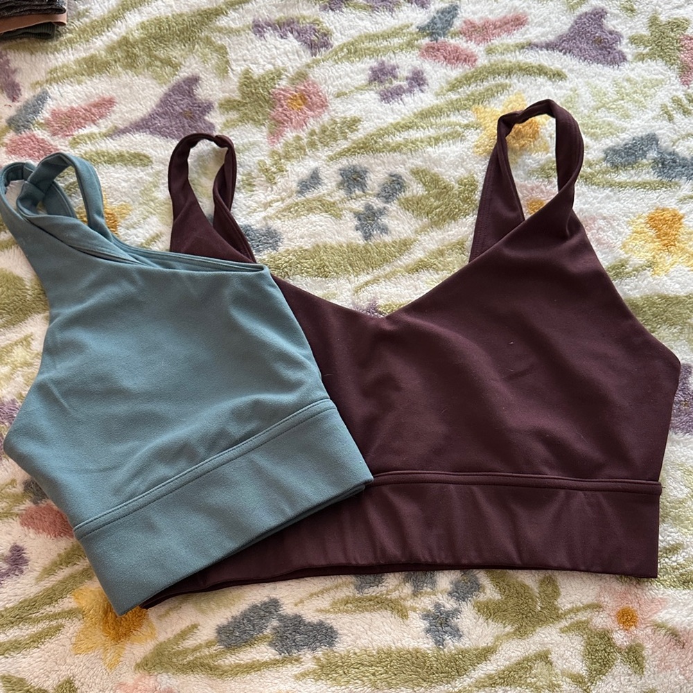 Women’s V-Neck Bralette/Sports Bra  - Blue and Deep Plum